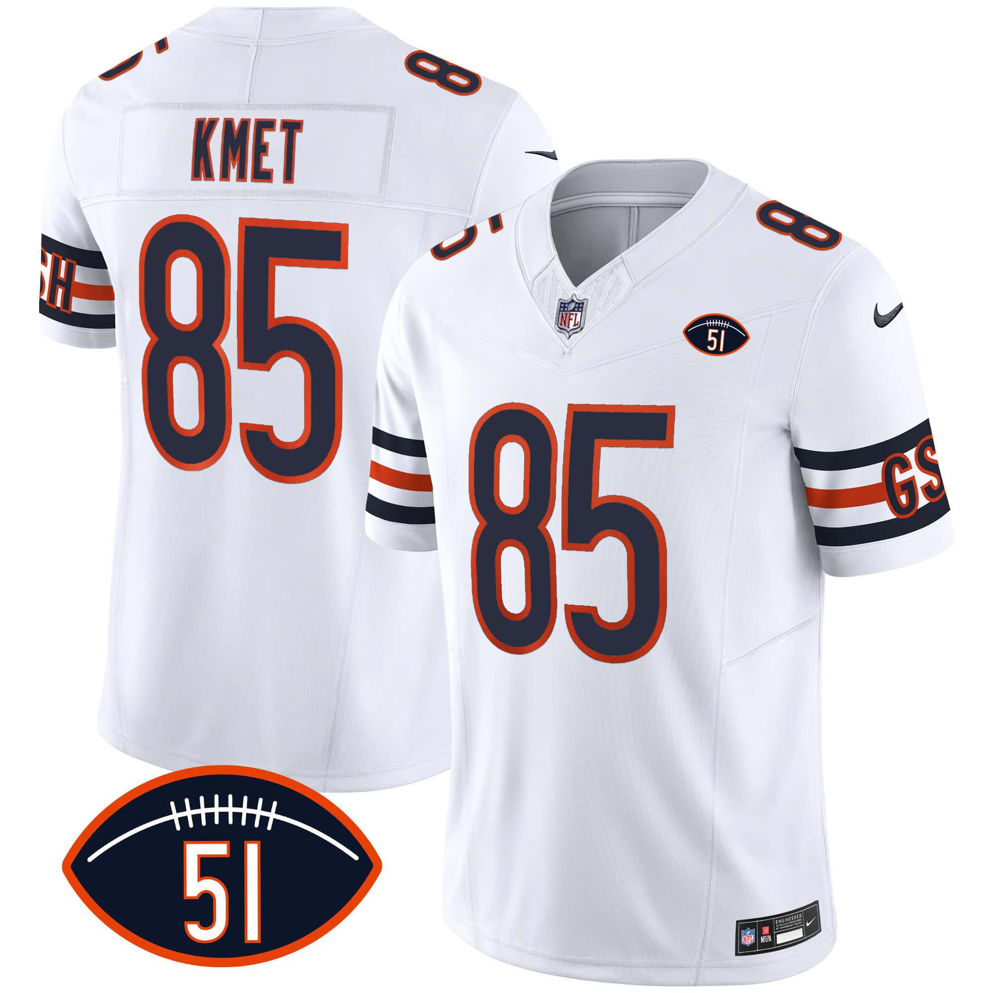 Men Chicago Bears #85 Kmet White 2024 Nike Patch GSH Vapor NFL Jersey